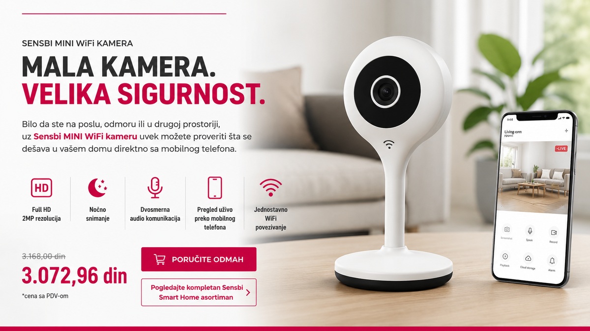 Sensbi MINI WiFi kamera SHS003 - Full HD kamera za pametan i sigurniji dom