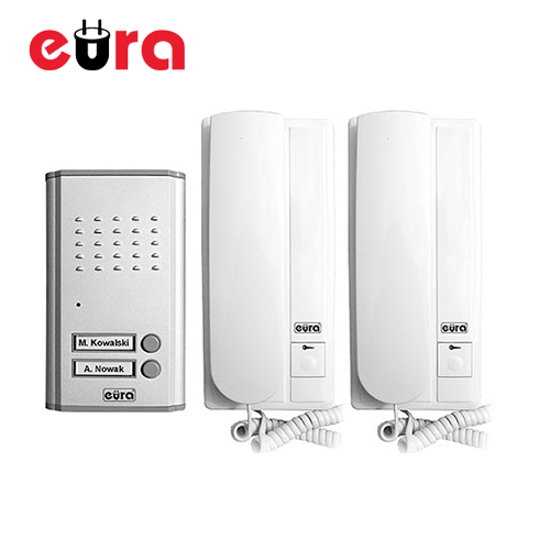 Audio interfonski set "eura" ADP-47A3 DOPPIO za dva aprtmana u beloj boji sa "intercom" funkcijom
