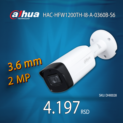 DAHUA HAC-HFW1200TH-I8-A-0360B-S6 bullet kamera 3,6mm 2MP