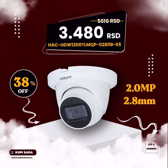 DAHUA HAC-HDW1200TLMQP-0280B-S5 dome kamera 2.8mm 2MP
