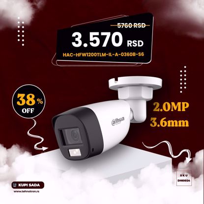 DAHUA HAC-HFW1200CL-IL-A-0360B-S6 bullet kamera 3,6mm 2MP