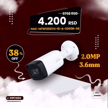 DAHUA HAC-HFW1200TH-I8-A-0360B-S6 bullet kamera 3,6mm 2MP