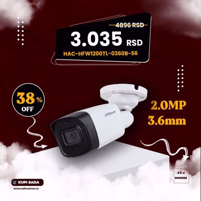 DAHUA HAC-HFW1200TL-0360B-S6 bullet kamera 3,6mm 2MP