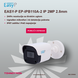EASY-P EP-IPB110A-2  Bullet IP 2Mpx 2.8mm 25m UMMD MD2.0 MIC PoE AI IP67