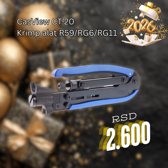 CasView CT-20 Alat za krimpovanje konektora za koaksijalne kablove RG59 / RG6 / RJ11