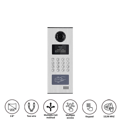 Hippo T-OS07 Apartmanska spoljna interfonska jedinica 2-žicna tabla ekran 2.8" i sifratorom