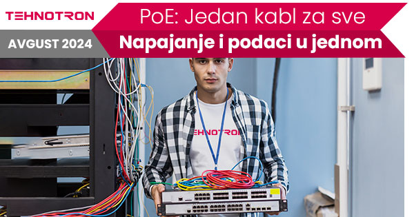 PoE switch i IP kamera povezani jednim mrežnim kablom