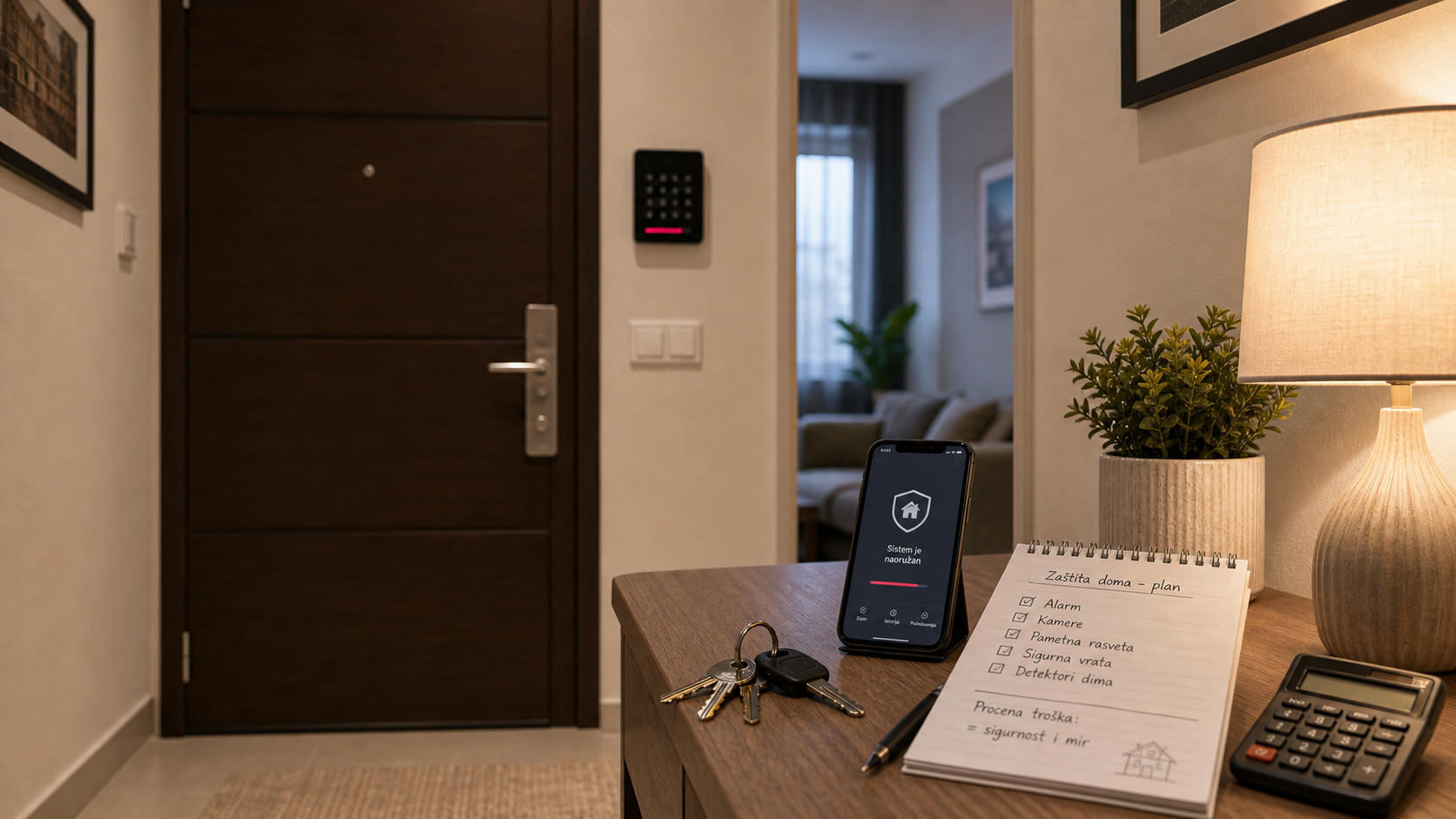 Plan kućne zaštite uz alarm, telefon i procenu troškova